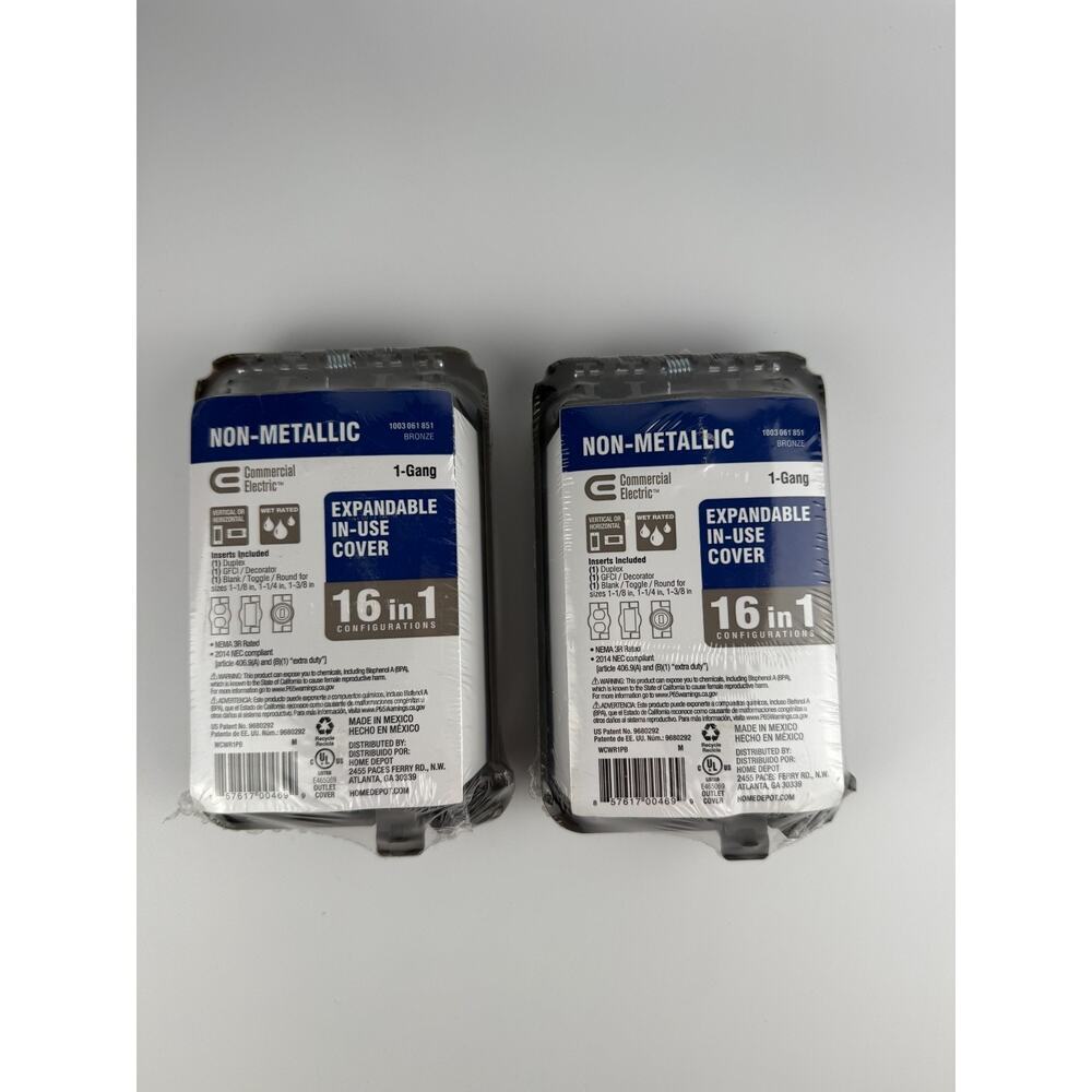 Commercial Electric 1Gang Non-Metallic Expandable In-Use Covers 16in1 Bronze 2Pk